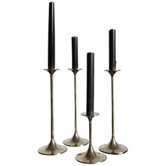 Max Brüel for Torben Ørskov Scandinavian Brass Candleholders, 1950s