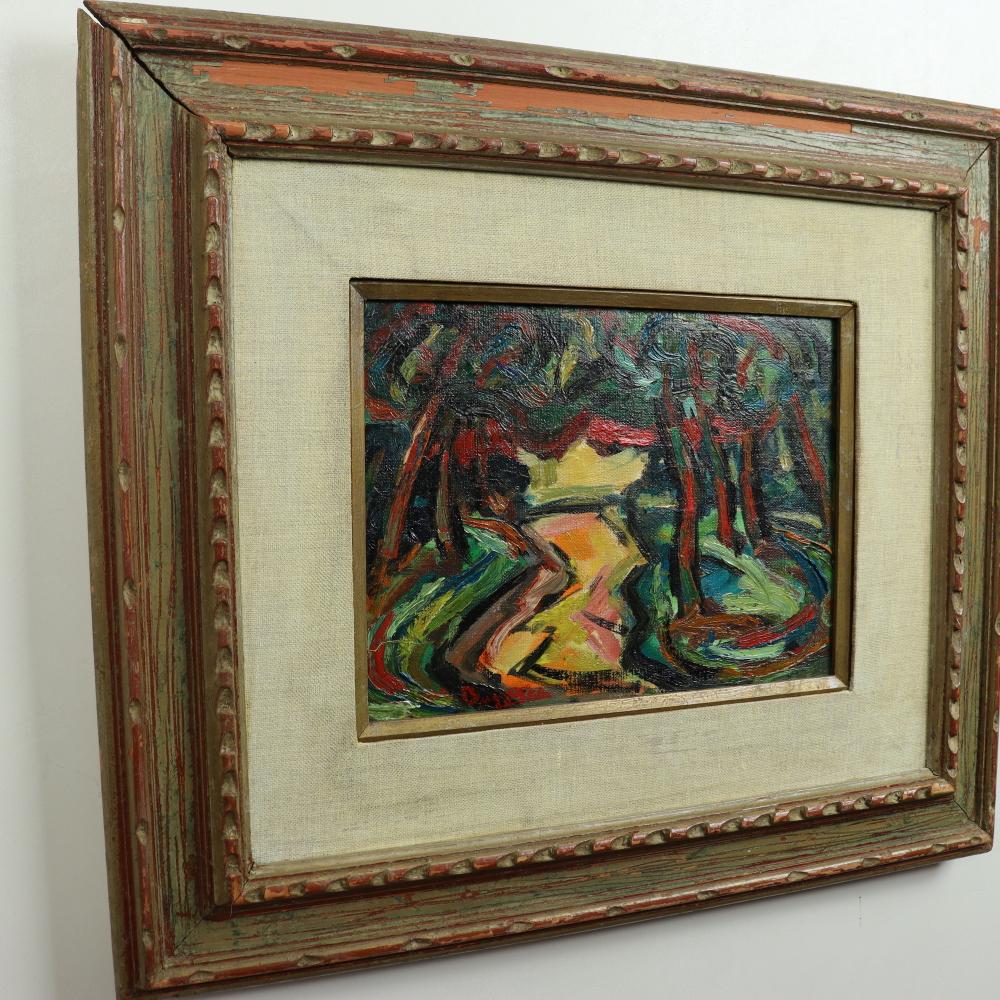 Max Bugzester Polish/American Fauvist Landscape Oil Painting Circa 1940 For Sale 3