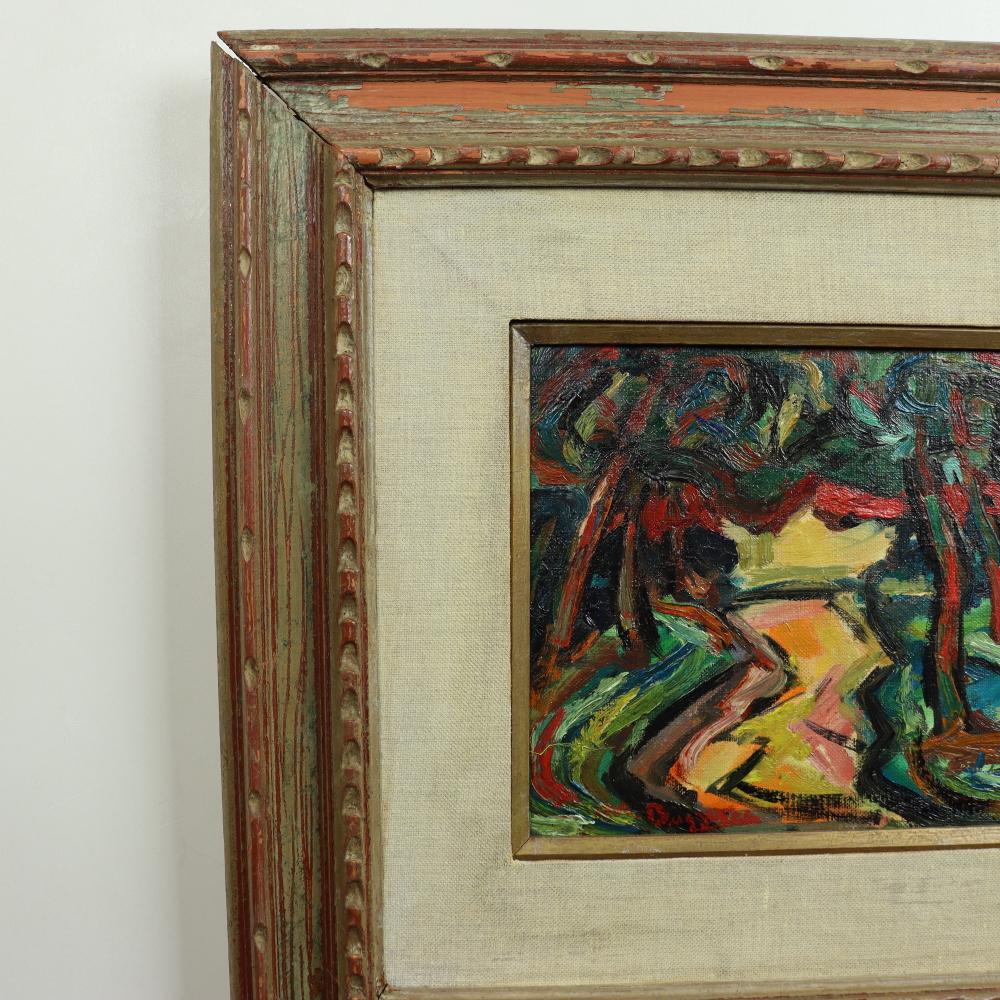 Max Bugzester Polish/American Fauvist Landscape Oil Painting Circa 1940 For Sale 1