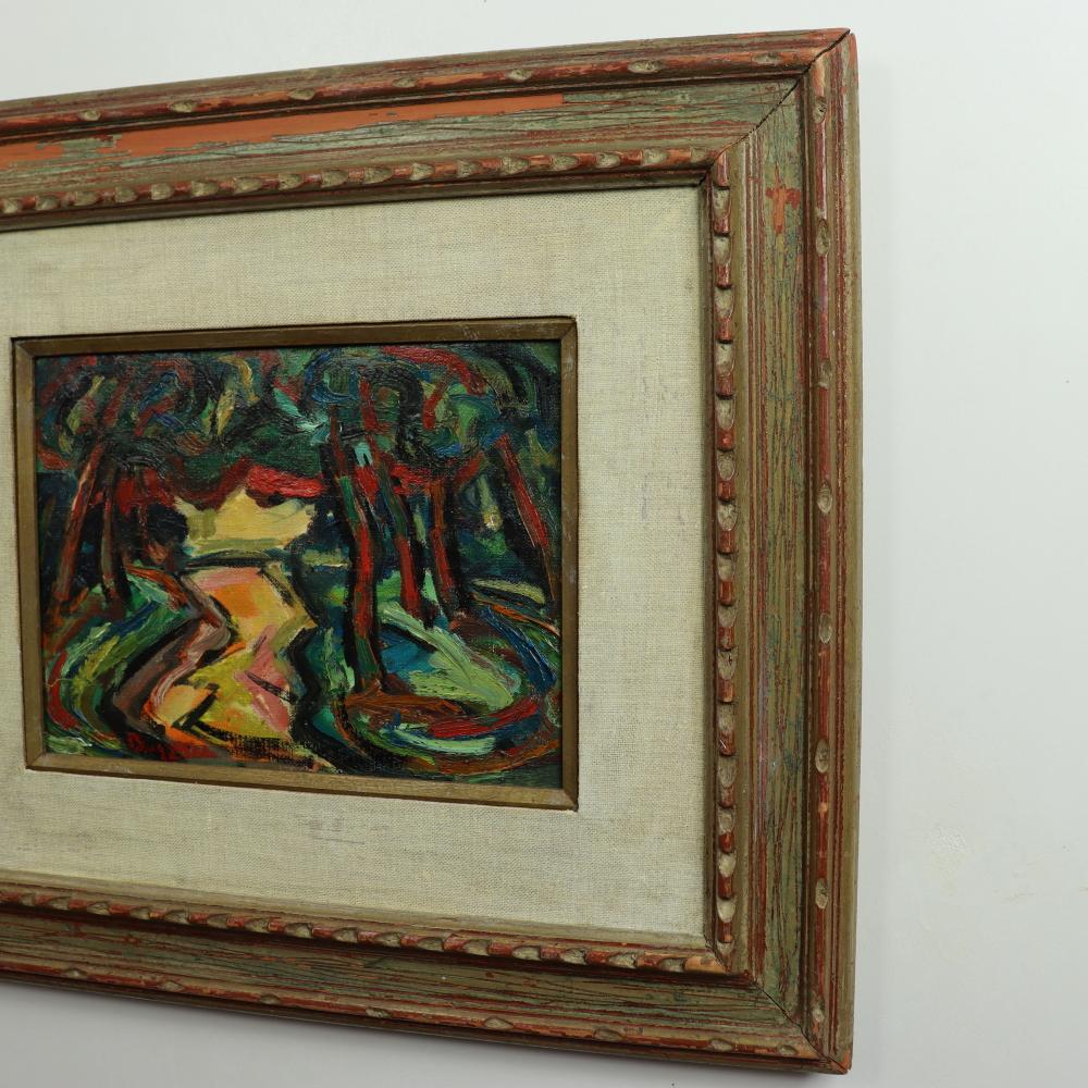 Max Bugzester Polish/American Fauvist Landscape Oil Painting Circa 1940 For Sale 2