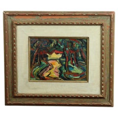 Max Bugzester Polish/American Fauvist Landscape Oil Painting Circa 1940