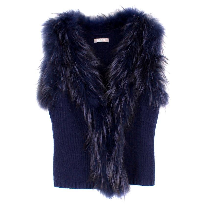 Max by Lederer Cashmere, Wool & Racoon Fur Gilet - Size S For Sale 4