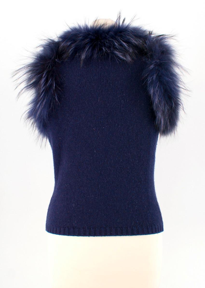 Black Max by Lederer Cashmere, Wool & Racoon Fur Gilet - Size S For Sale