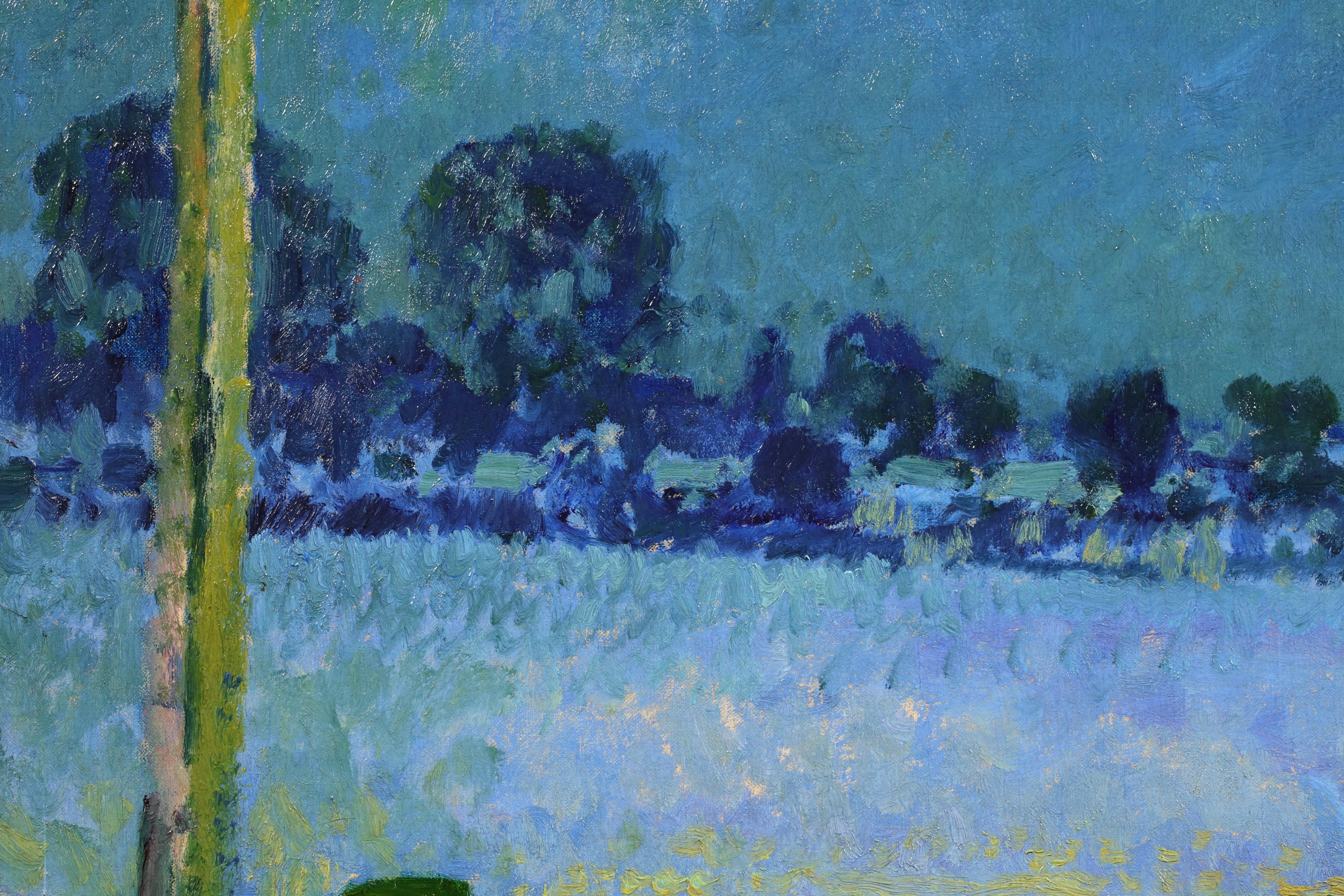Winterliches Mondlicht - Signiertes Landschaftsgemälde von Max Clarenbach im Angebot 2
