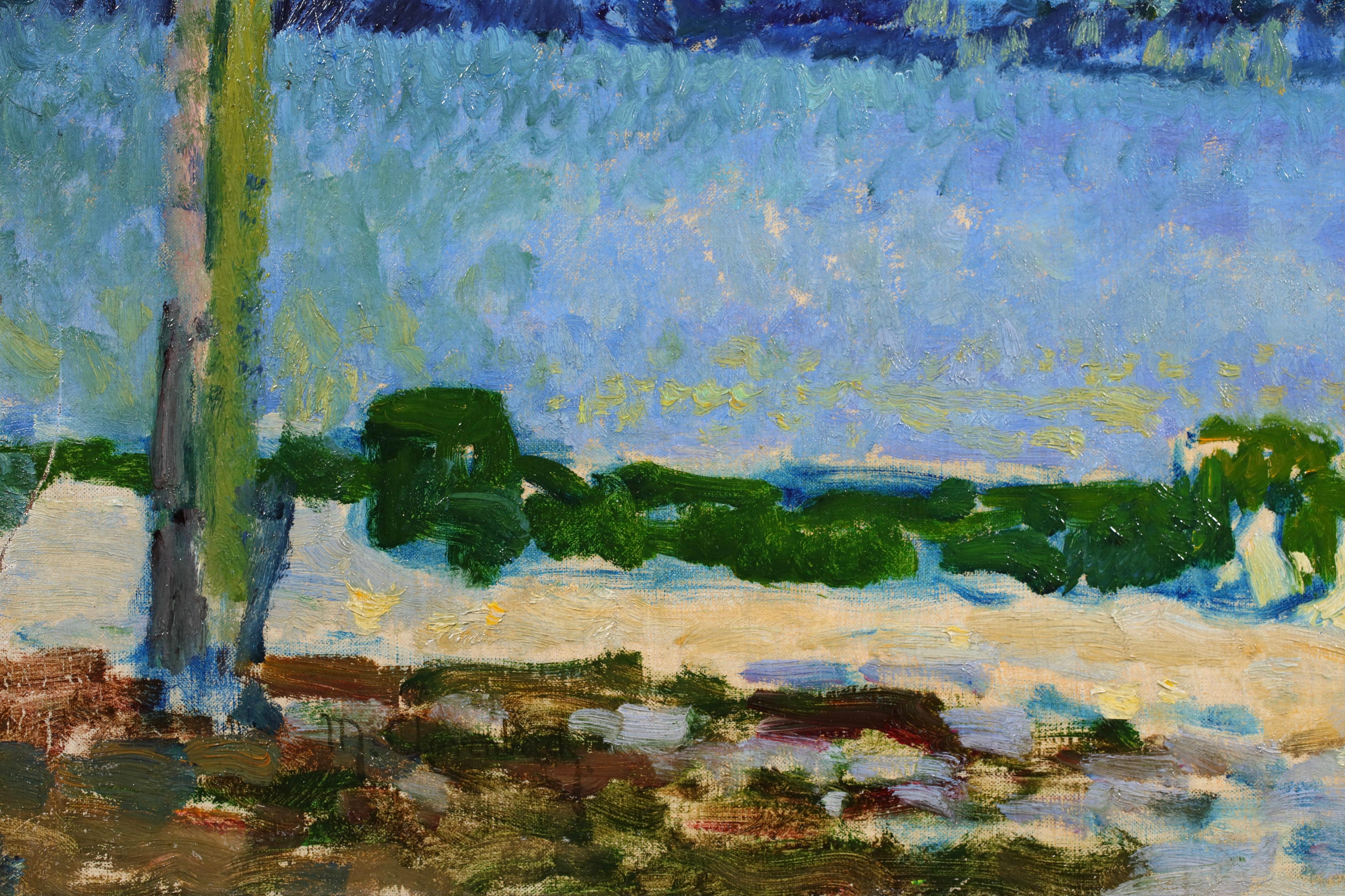 Winterliches Mondlicht - Signiertes Landschaftsgemälde von Max Clarenbach im Angebot 6