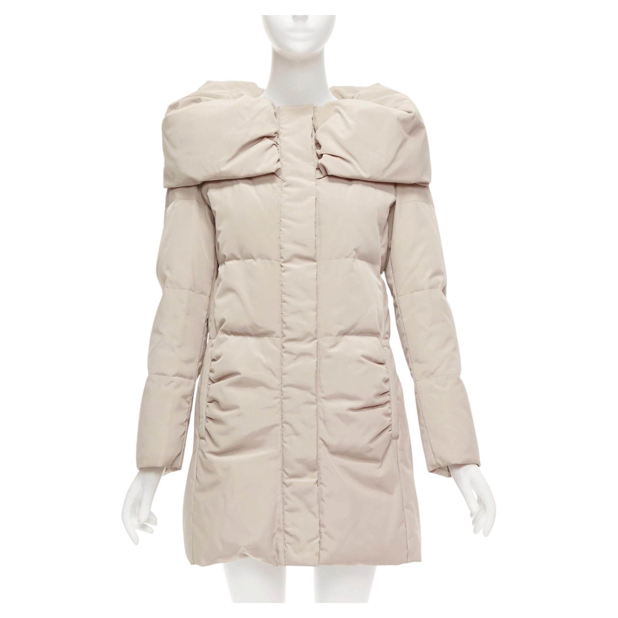 MAX & CO M-One beige bateau col rabattu manteau long et ajusté IT42 M en vente