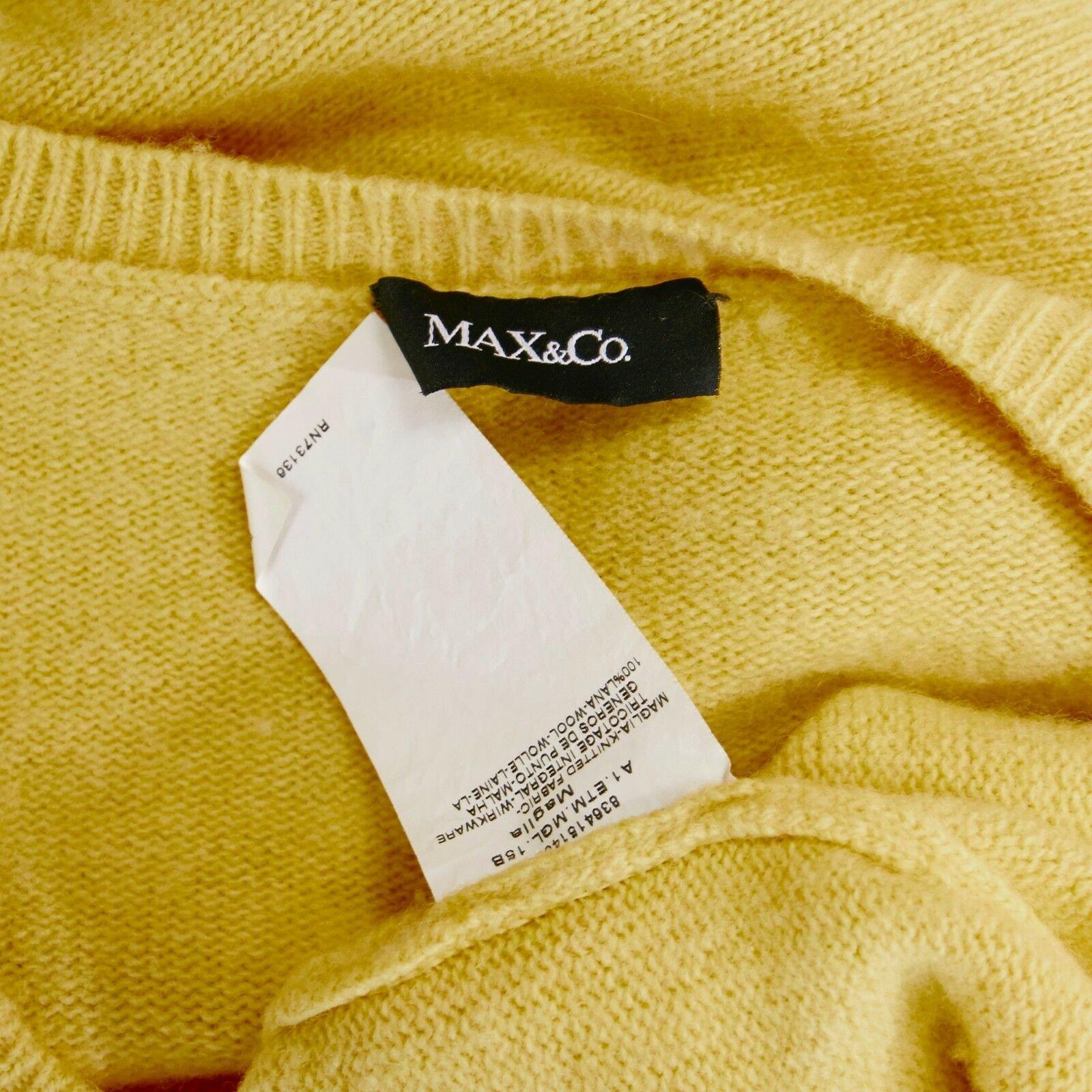 MAX & CO. MAX MARA 100% wool canary yellow patch pocket sweater top S 3