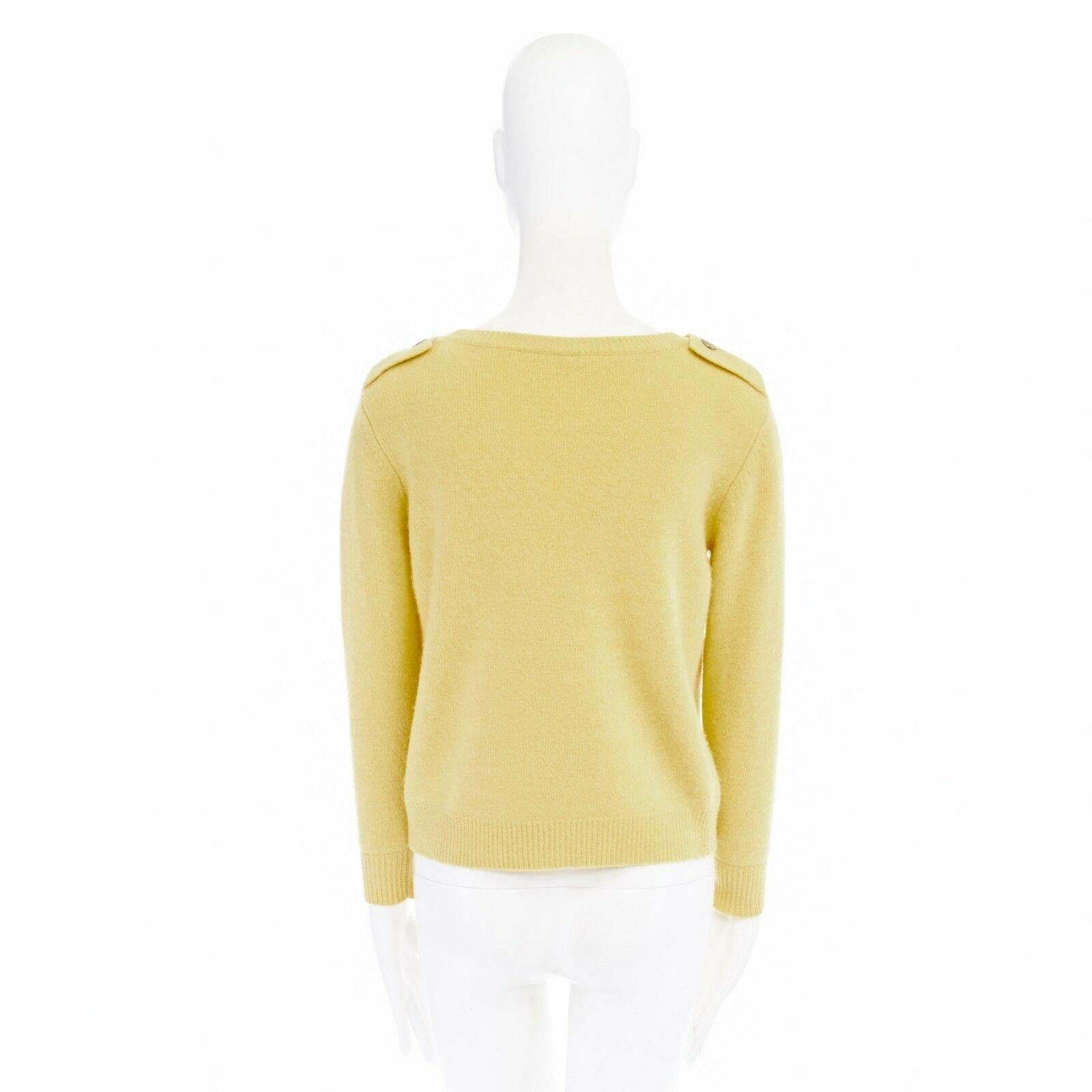 Yellow MAX & CO. MAX MARA 100% wool canary yellow patch pocket sweater top S