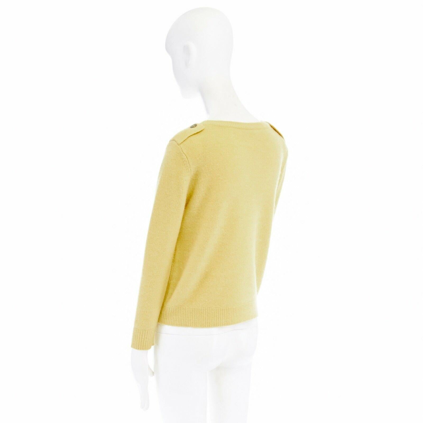 MAX & CO. MAX MARA 100% wool canary yellow patch pocket sweater top S In Excellent Condition In Hong Kong, NT