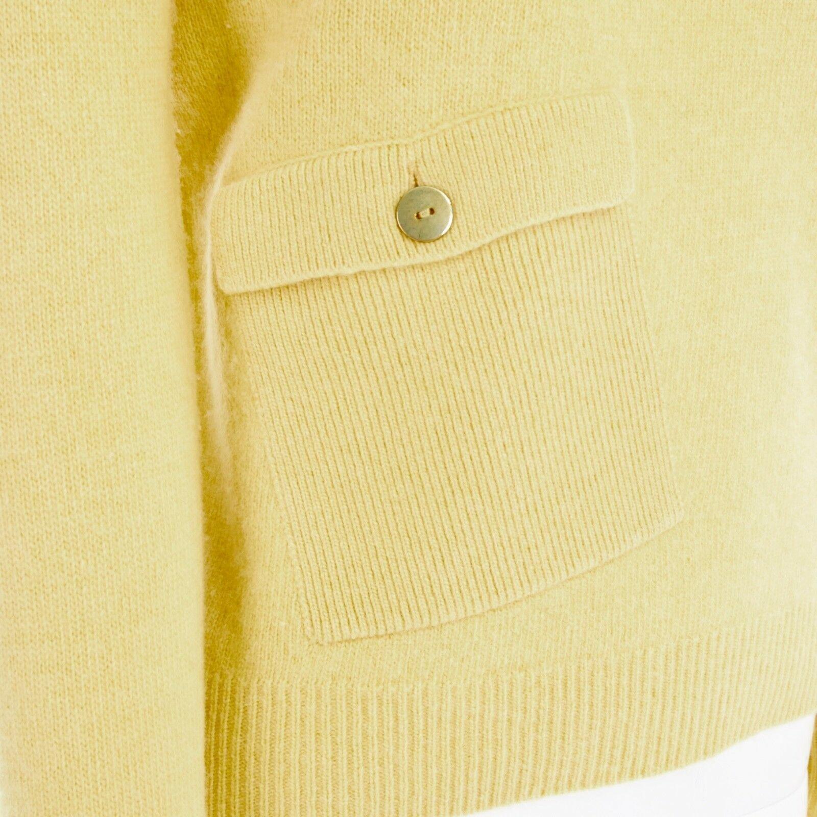 MAX & CO. MAX MARA 100% wool canary yellow patch pocket sweater top S 1
