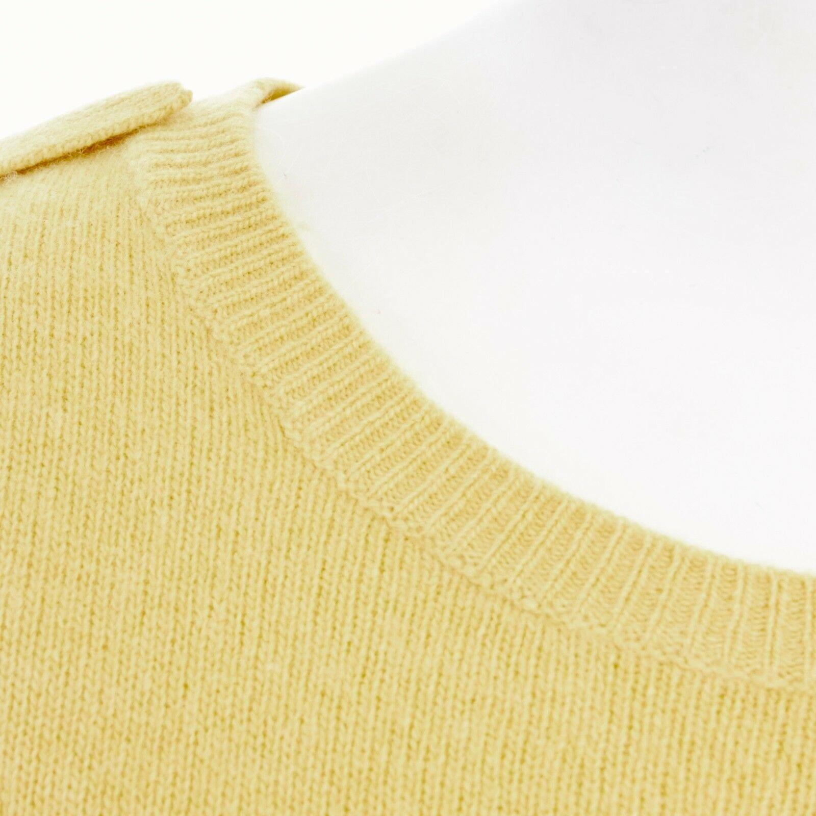 MAX & CO. MAX MARA 100% wool canary yellow patch pocket sweater top S 2