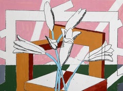 Cut Flowers #2, Modern Art Etching with Gouache by Max Coyer