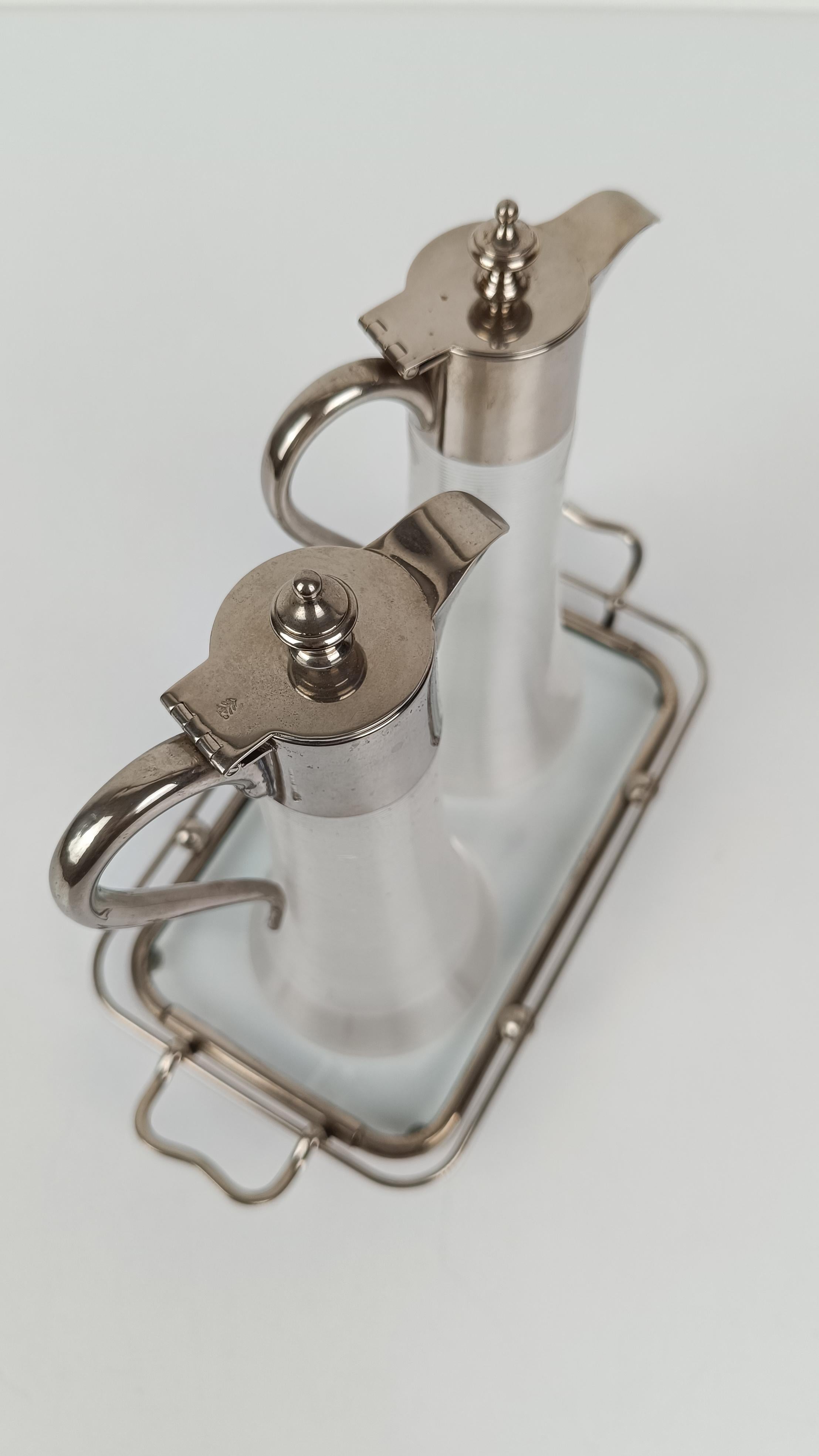 MAX DANNHORN Set de burettes / pichets à sirop avec plateau style Arts and Crafts en vente 6