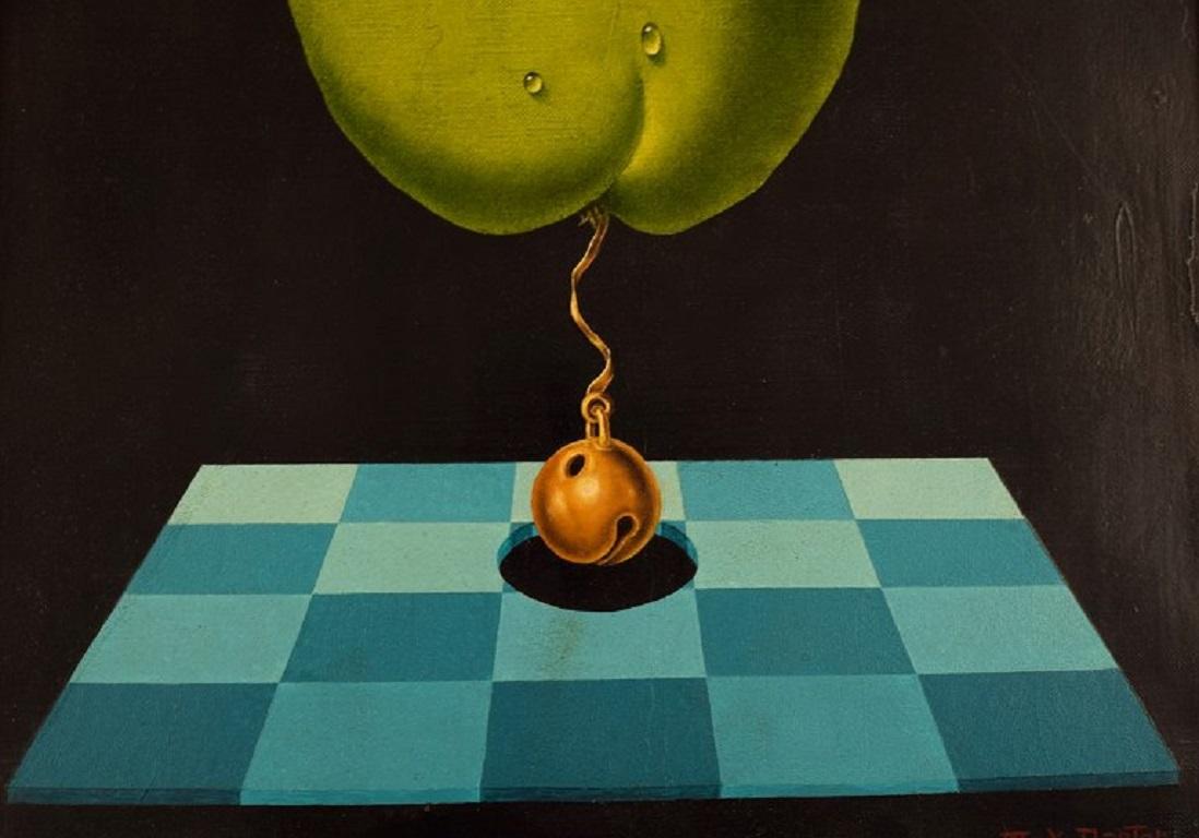 Late 20th Century Max Danton, French Artist, Oil on Canvas, Surreal Still Life, 1980s For Sale