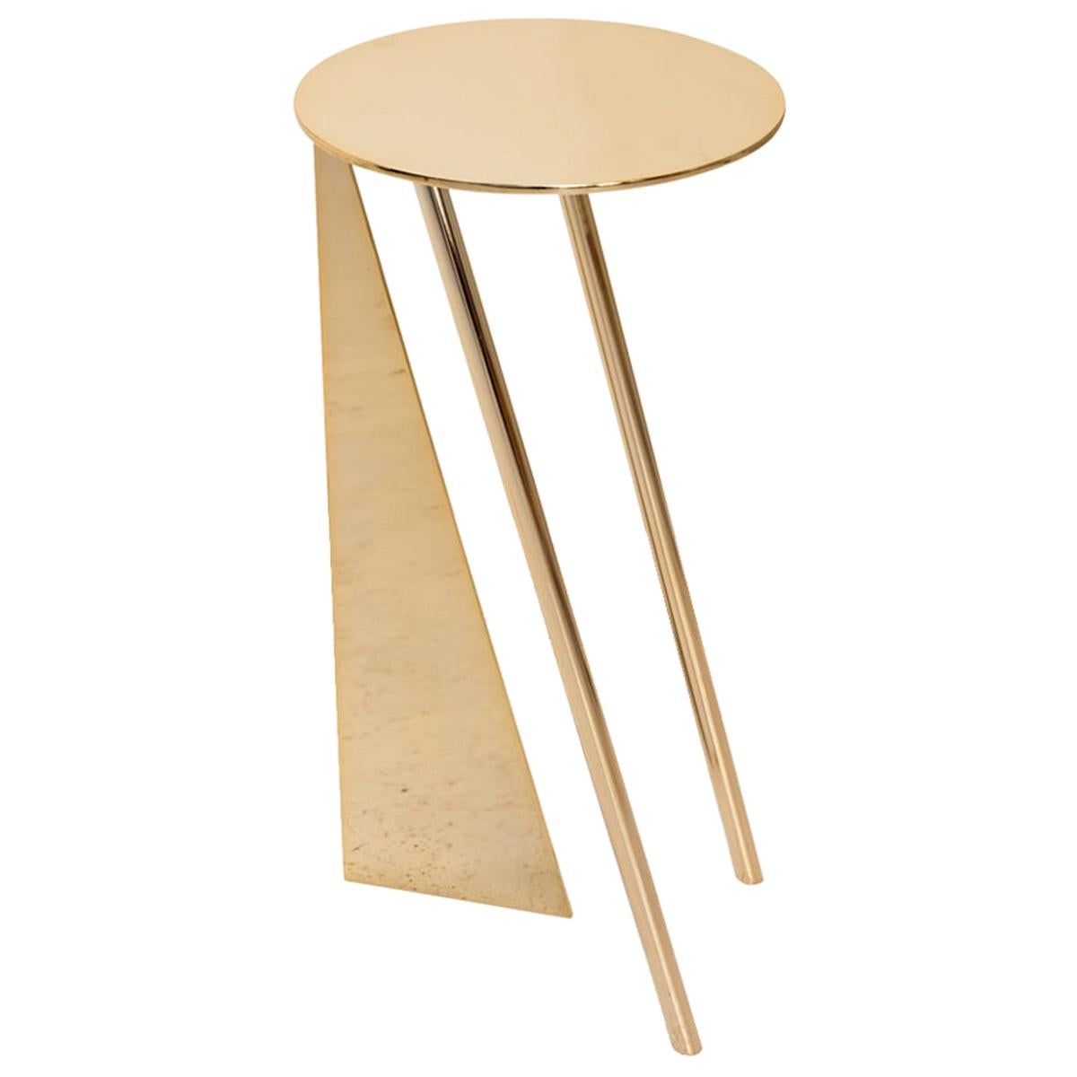 Mesita auxiliar circular contemporánea de latón Max Enrich Model "Stabile"