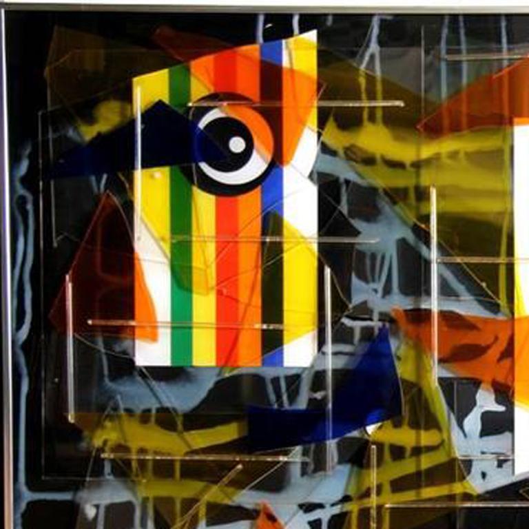 Max Epstein, « Collage II », collage en plexiglas coloré, 1972 en vente 1
