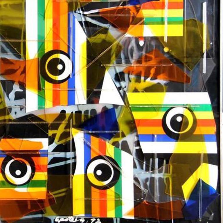 Max Epstein, « Collage II », collage en plexiglas coloré, 1972 en vente 2