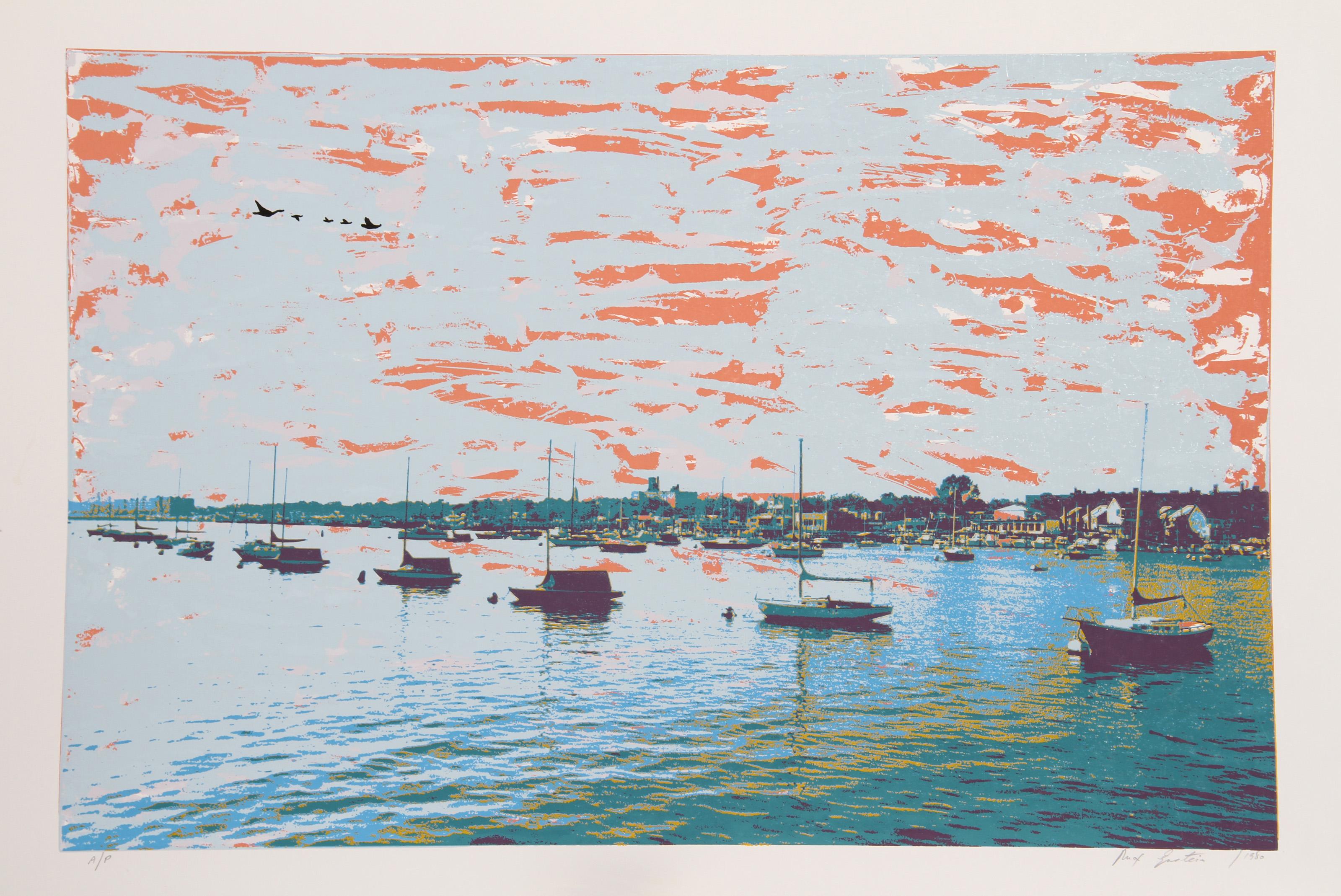 Anchored Flotilla Days Gone By, Psychedelic Screenprint by Max Epstein