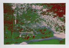 Banc dans le parc, sérigraphie psychédélique de Max Epstein