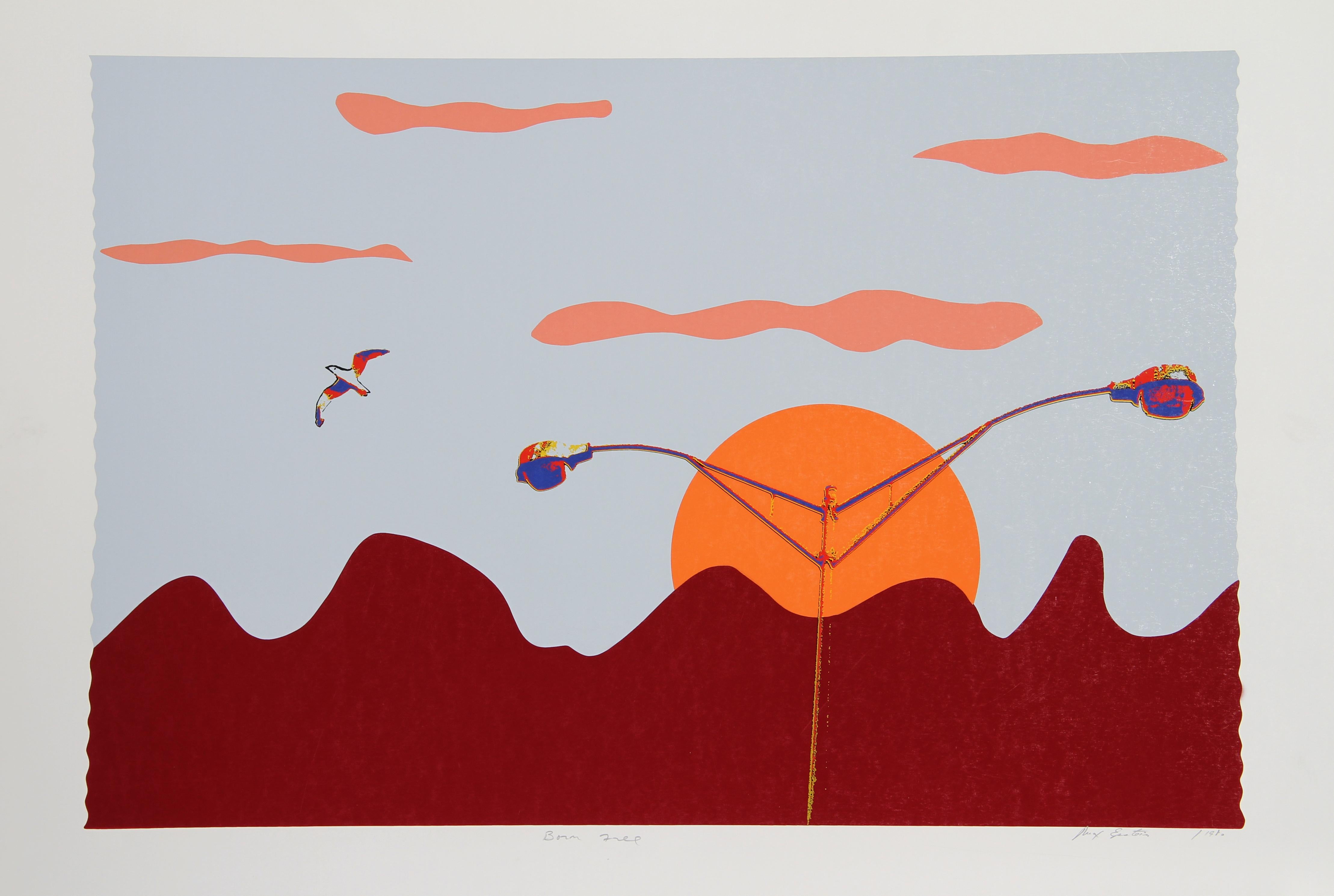 Born Free
Max Epstein, Canadian (1932–2002)
Date: 1980
Screenprint, signed and numbered in pencil
Edition of AP
Image Size: 19 x 28 inches
Size: 23 in. x 35 in. (58.42 cm x 88.9 cm)