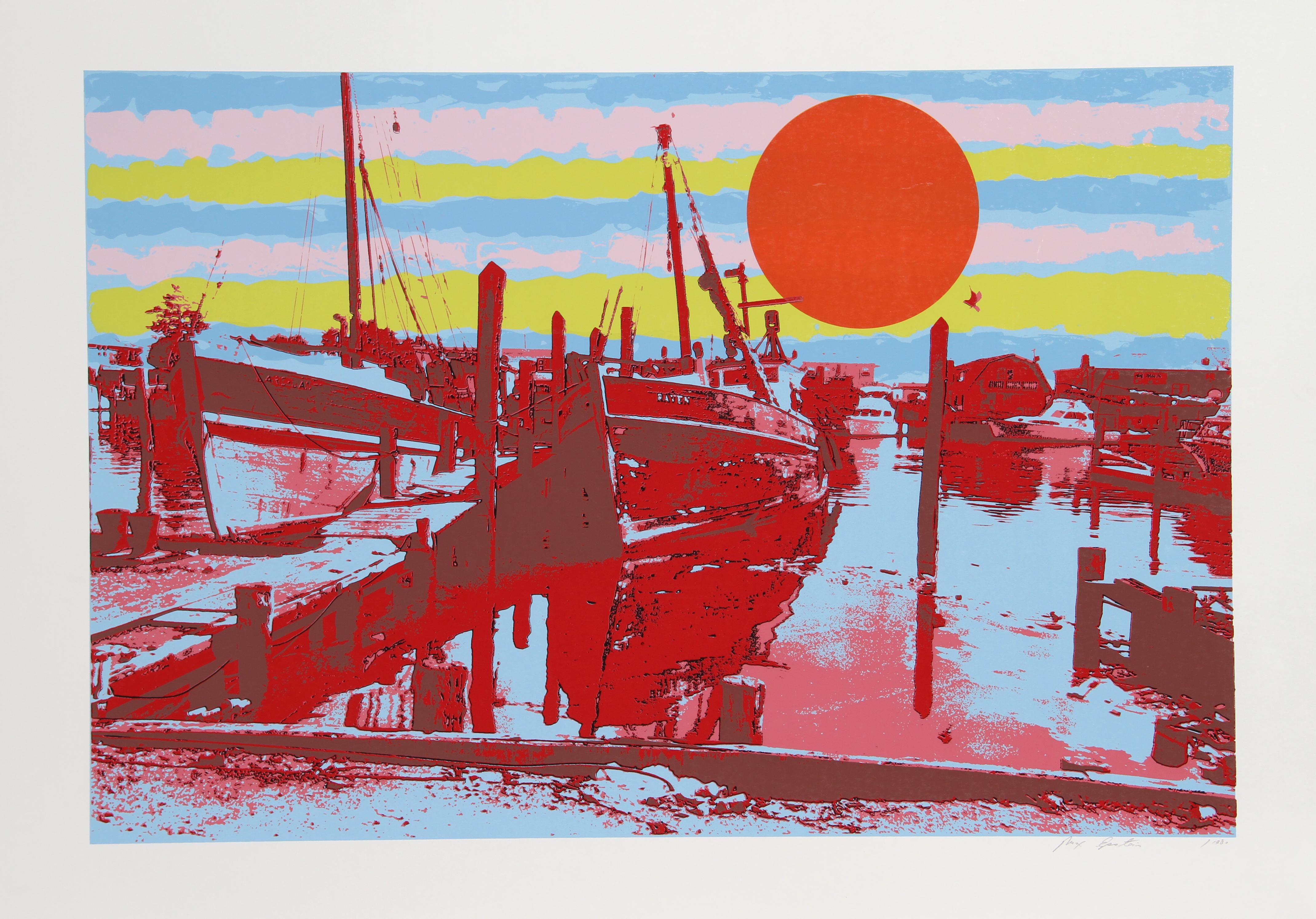 Max Epstein Landscape Print - Freeport Fishing Boats