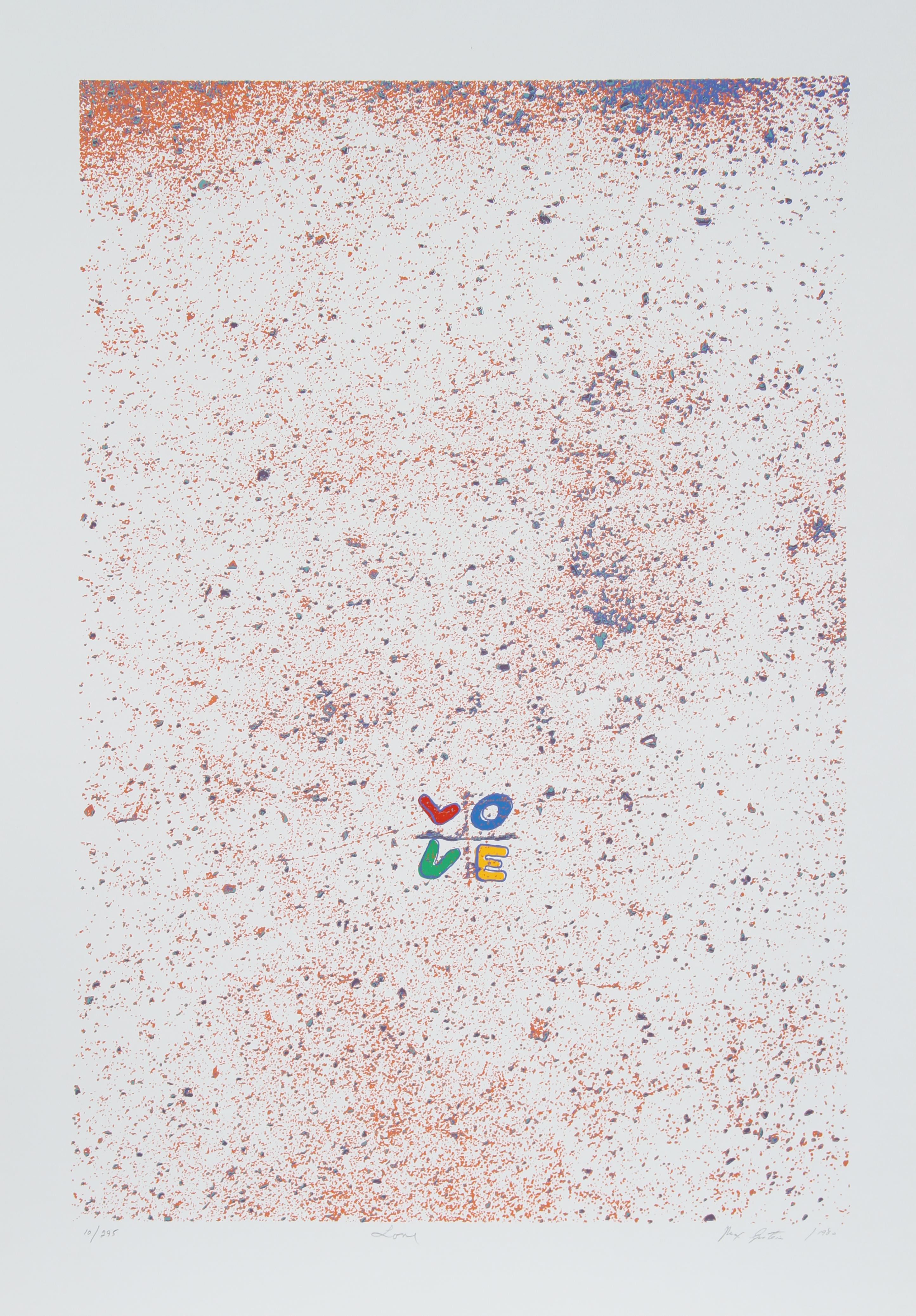 Artiste :  Max Epstein, Canadien (1932 - 2002)
Titre :  Amour
Année :  1980
Moyen :  Sérigraphie, signée et numérotée au crayon.
Edition :  295
Taille de l'image :  29 x 18,5 pouces
Taille :  35 po x 23 po (88,9 cm x 58,42 cm)