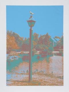 Mouette sur une lanterne, sérigraphie psychédélique de Max Epstein