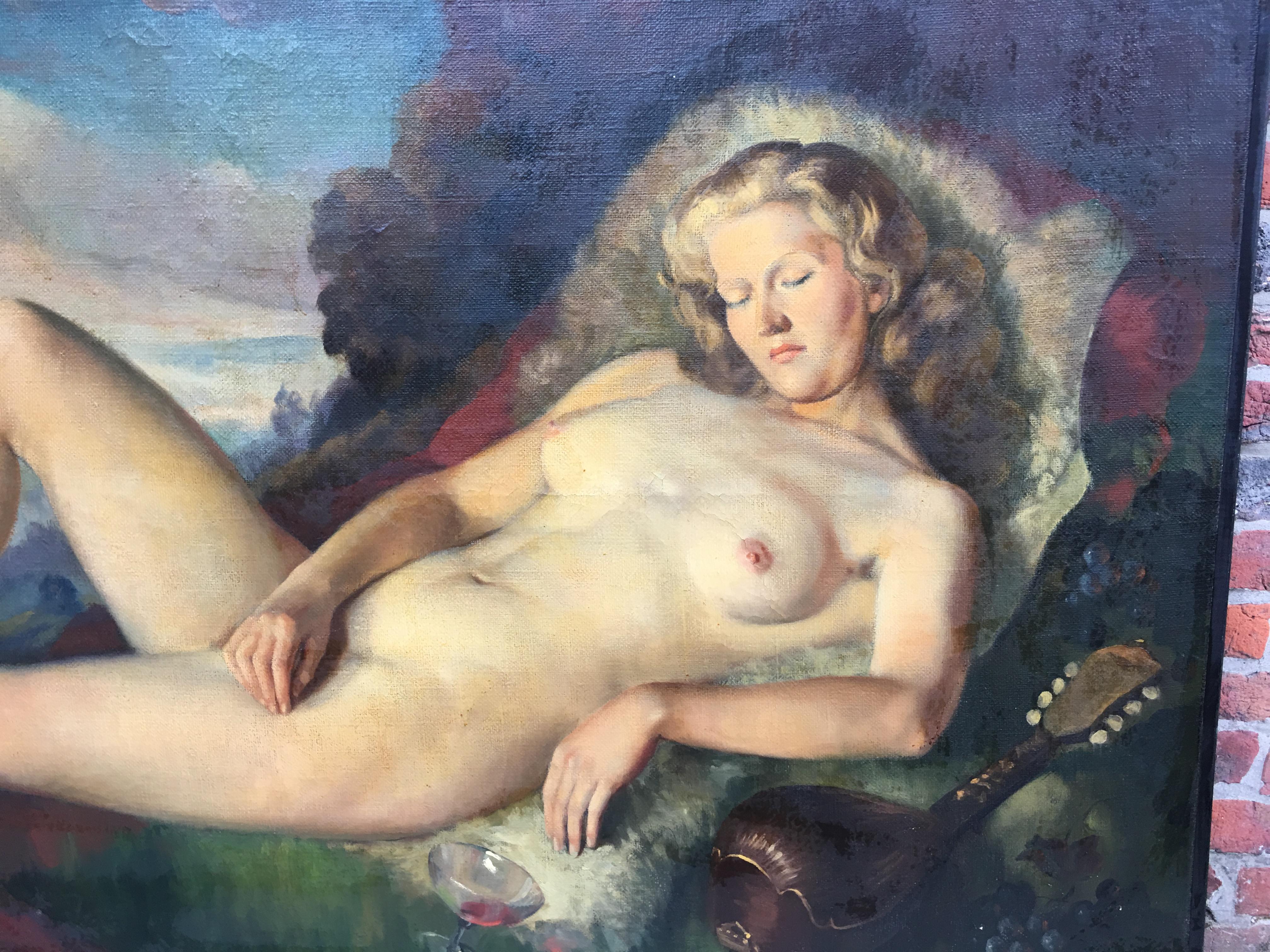 Max Ernest Clart, großes Öl auf Leinwand, um 1960.