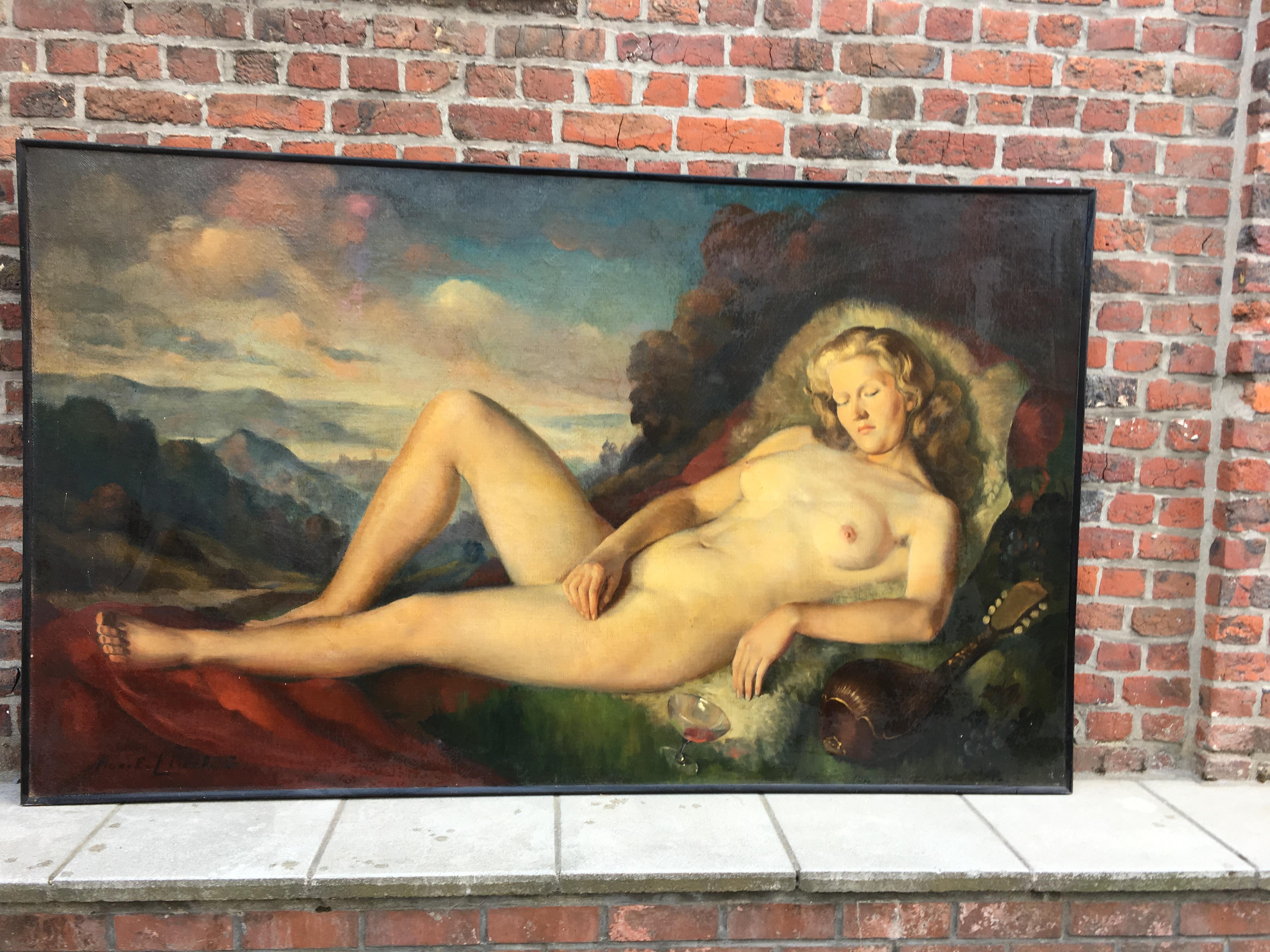 Großes Ölgemälde auf Leinwand von Ernest Clart, um 1960 im Angebot 2