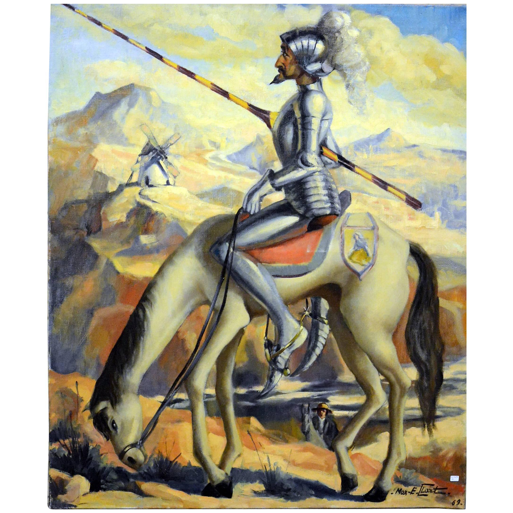 Grande huile sur toile de Max Ernest Clart, signée et datée de 1969