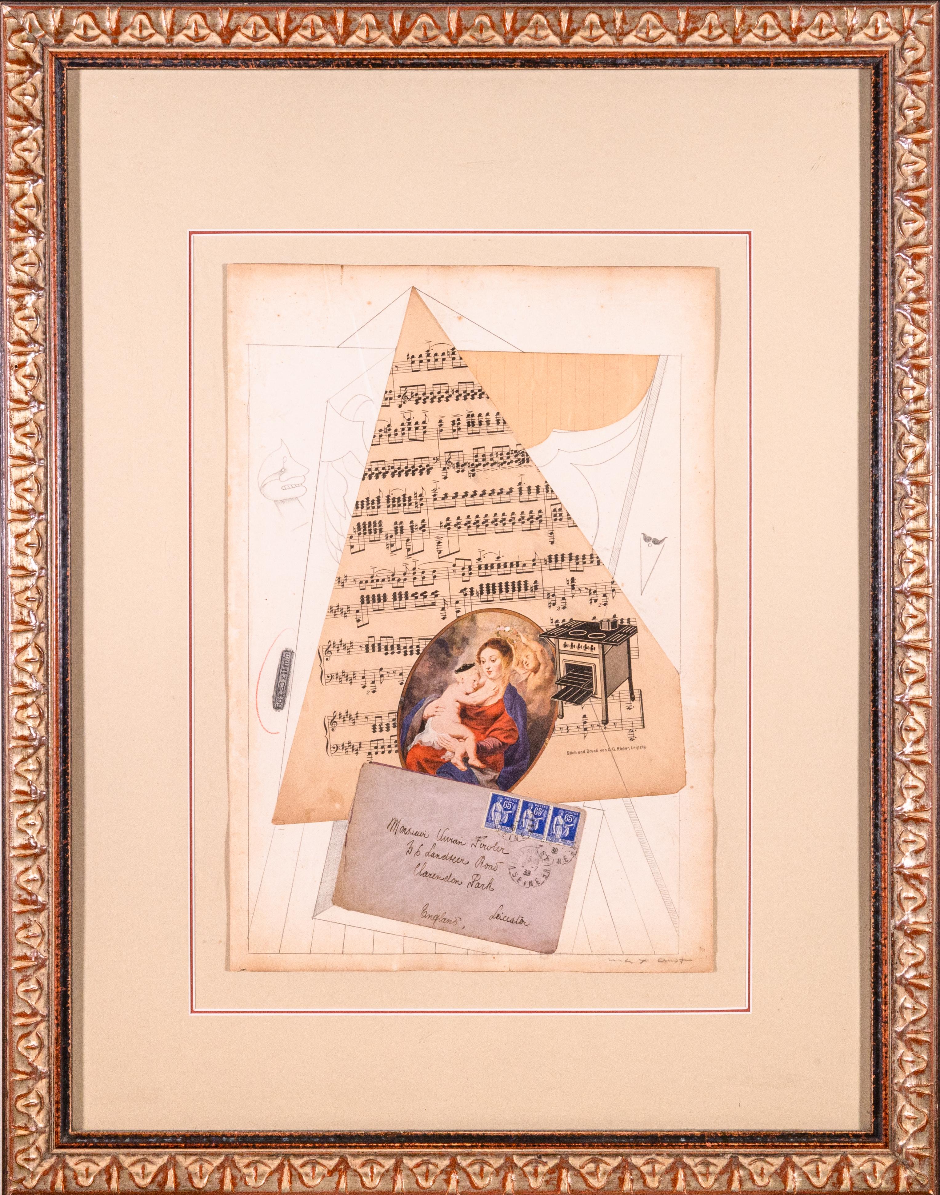 Collage dadaïste moderne sur papier intitulé 