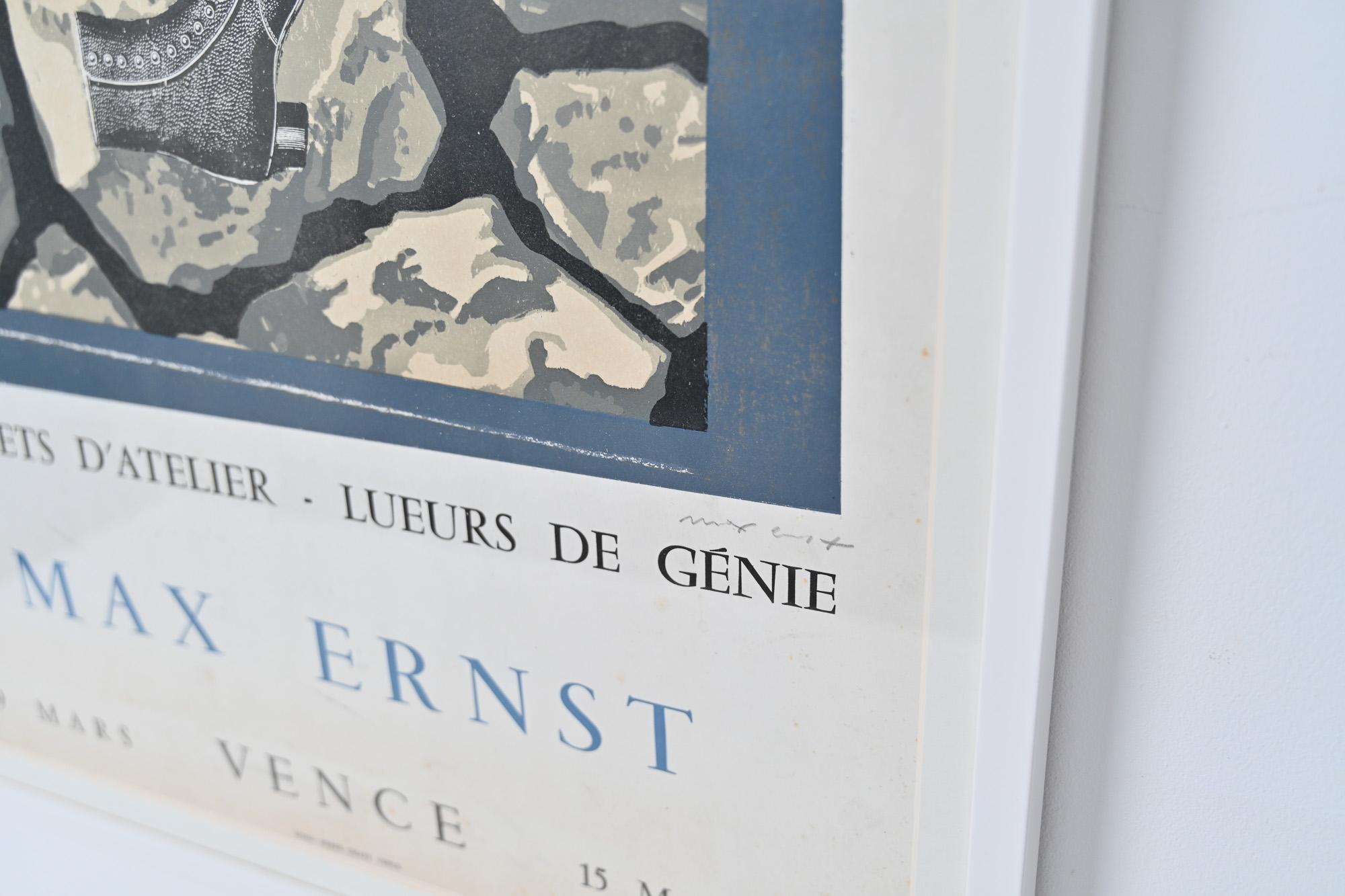 Paper Max Ernst “Déchets d’Atelier” vintage signed poster For Sale
