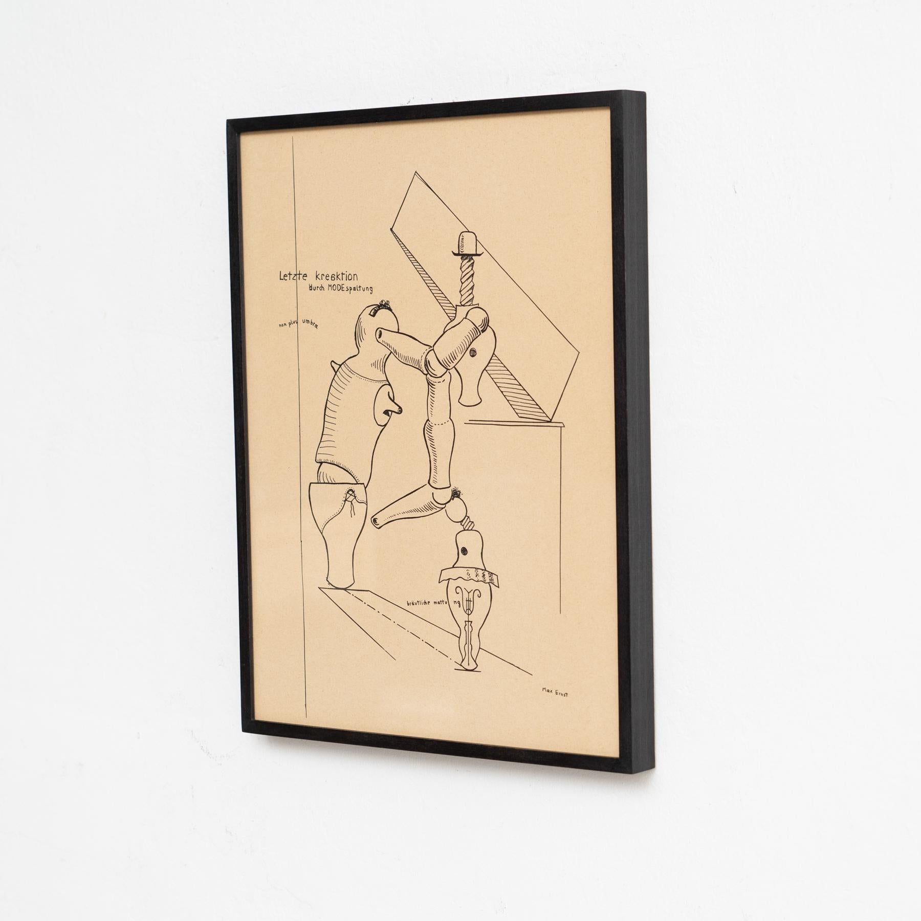 Max Ernst „Fiat Modes - Pereat Ars“ Gerahmter Dada-Kunstdruck mit Rahmen, 1970 (Moderne der Mitte des Jahrhunderts) im Angebot