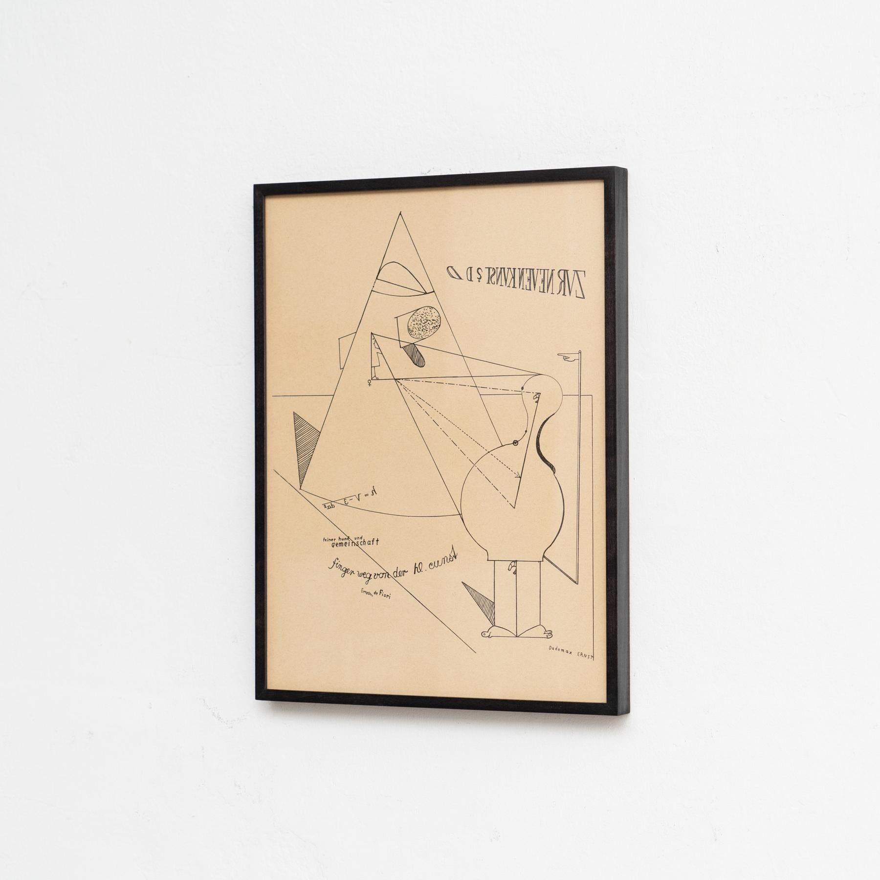 Max Ernst „Fiat Modes - Pereat Ars“ Gerahmter Dada-Kunstdruck mit Rahmen, 1970 (Moderne der Mitte des Jahrhunderts) im Angebot