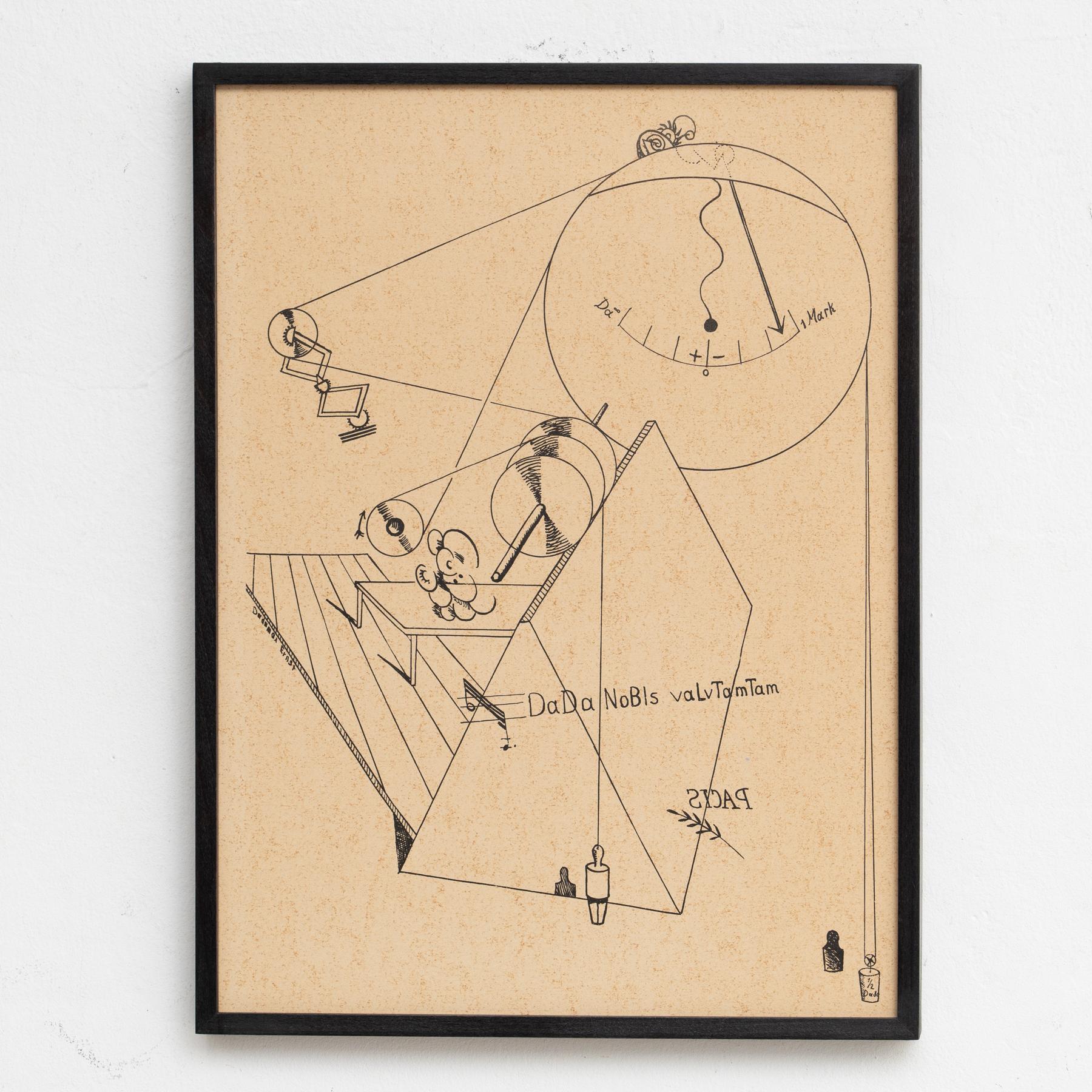 Max Ernst „Fiat Modes - Pereat Ars“ Gerahmter Dada-Kunstdruck mit Rahmen, 1970 (Moderne der Mitte des Jahrhunderts) im Angebot