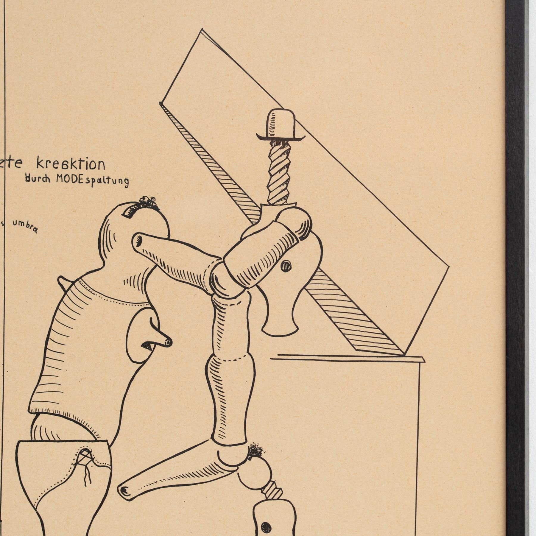 Max Ernst „Fiat Modes - Pereat Ars“ Gerahmter Dada-Kunstdruck mit Rahmen, 1970 (Deutsch) im Angebot