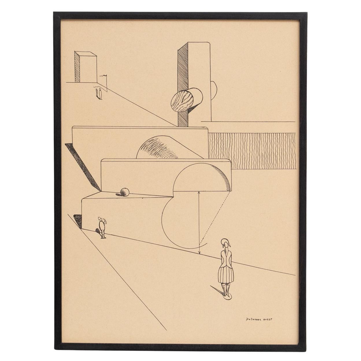 Max Ernst "Fiat Modes - Pereat Ars" Obra de arte dadaísta enmarcada, 1970