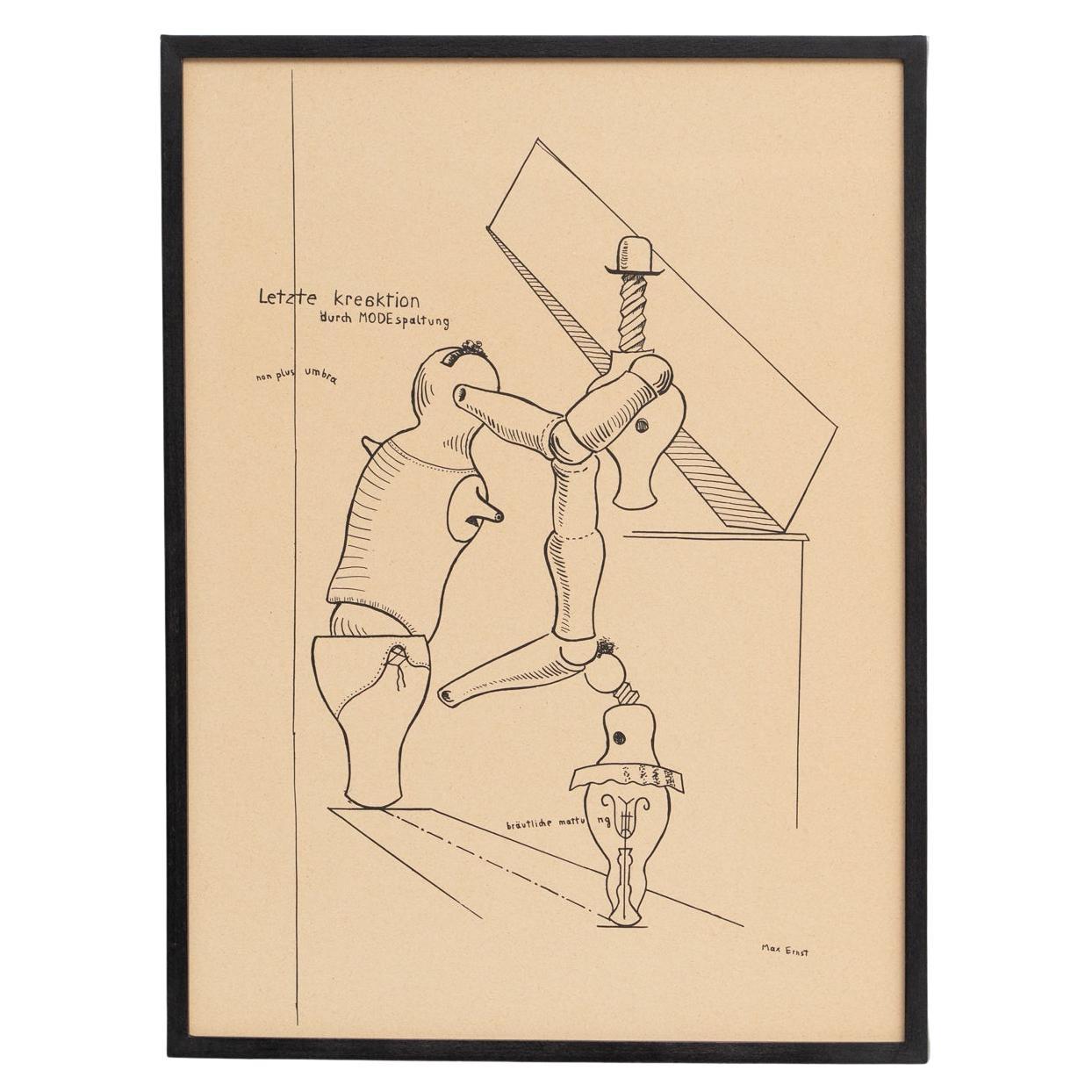 Max Ernst "Fiat Modes - Pereat Ars" Obra de arte dadaísta enmarcada, 1970