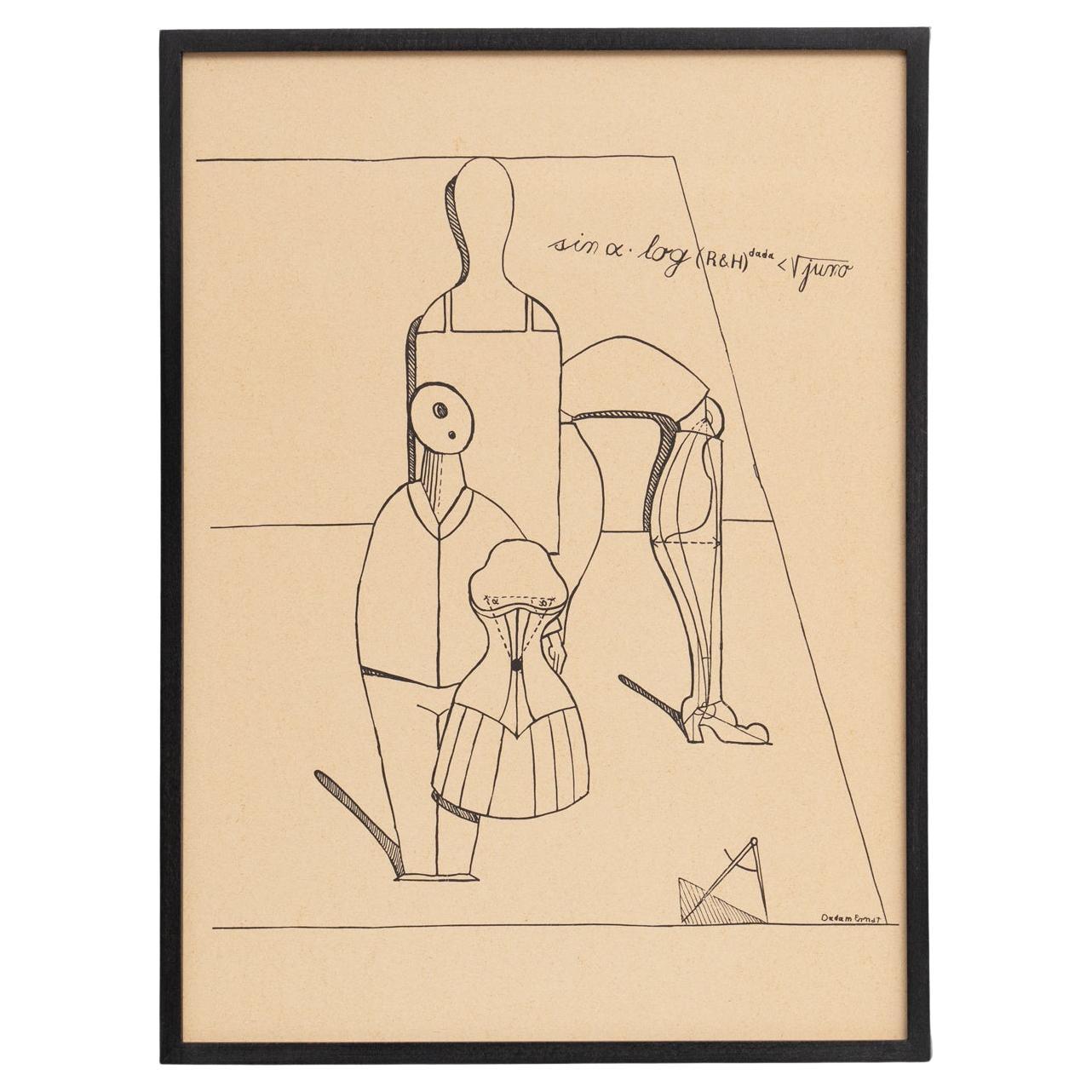 Max Ernst "Fiat Modes - Pereat Ars" Obra de arte dadaísta enmarcada, 1970