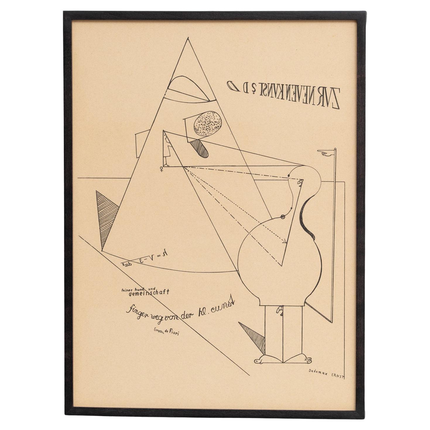 Max Ernst "Fiat Modes - Pereat Ars" Obra de arte dadaísta enmarcada, 1970