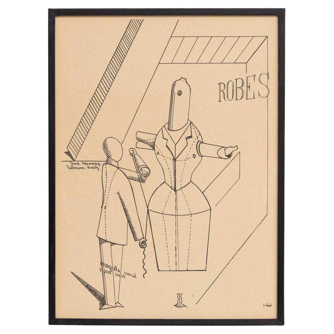 Max Ernst "Fiat Modes - Pereat Ars" Obra de arte dadaísta enmarcada, 1970 en venta