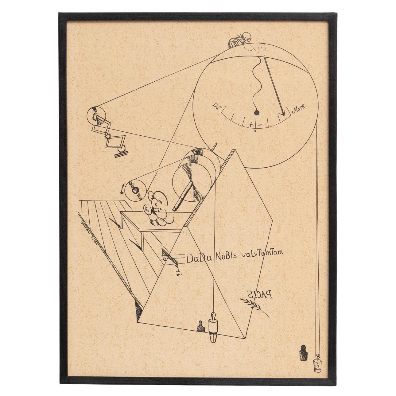 Max Ernst "Fiat Modes - Pereat Ars" Obra de arte dadaísta enmarcada, 1970