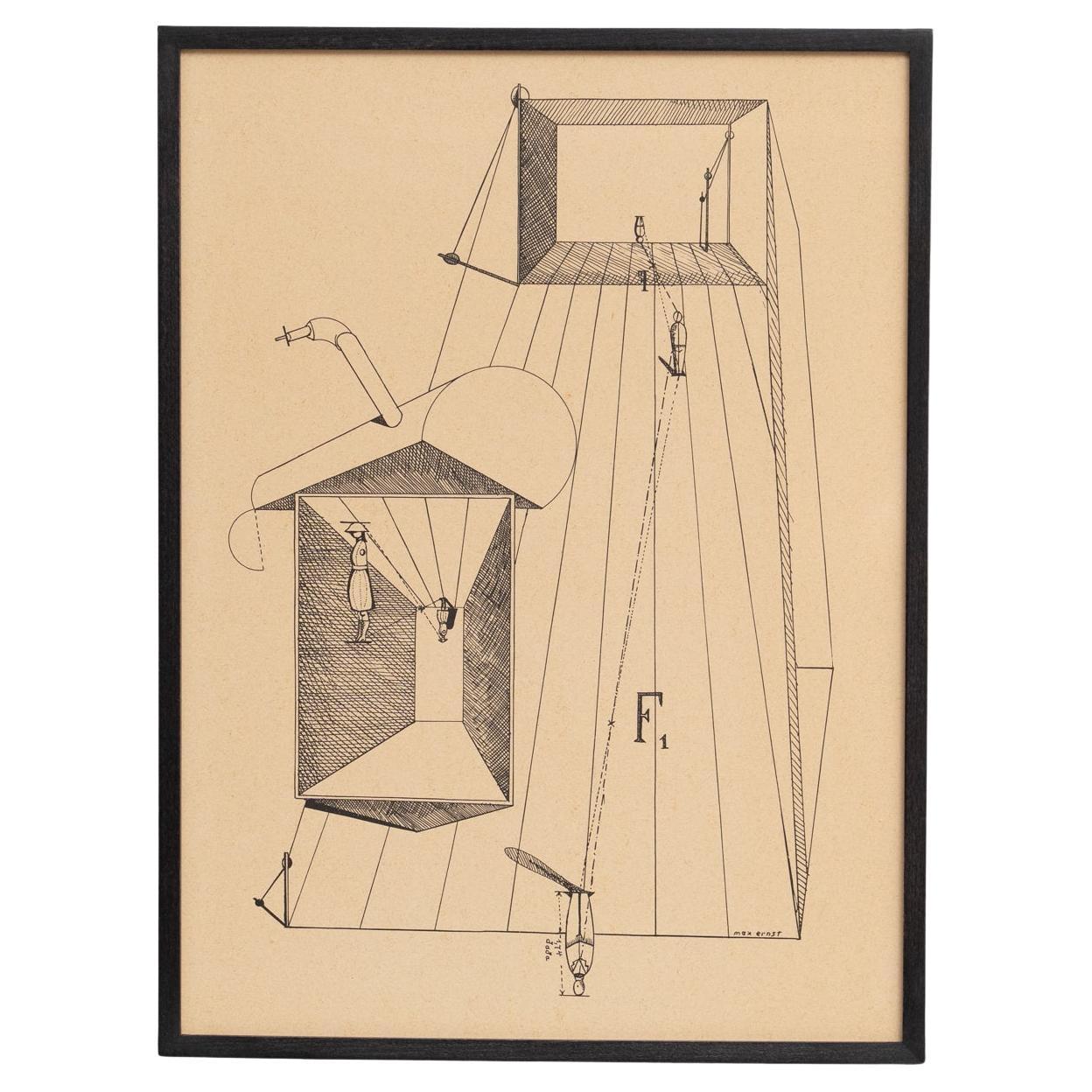 Max Ernst "Fiat Modes - Pereat Ars" Obra de arte dadaísta enmarcada, 1970