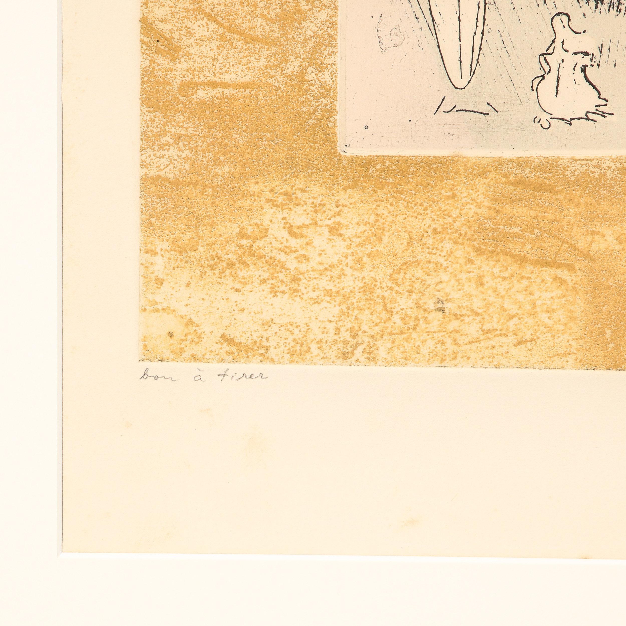 A beautiful and dynamic print from the esteemed Surrealist and Modernist painter Max Ernst, Born in Germany in 1891, then fled Germany in 1938 because of Anti Semitism and  became  a naturalized American in 1946 where he began living and working in