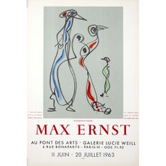 1963 exhibition poster by Max Ernst - 18 dessins de poche - Paris