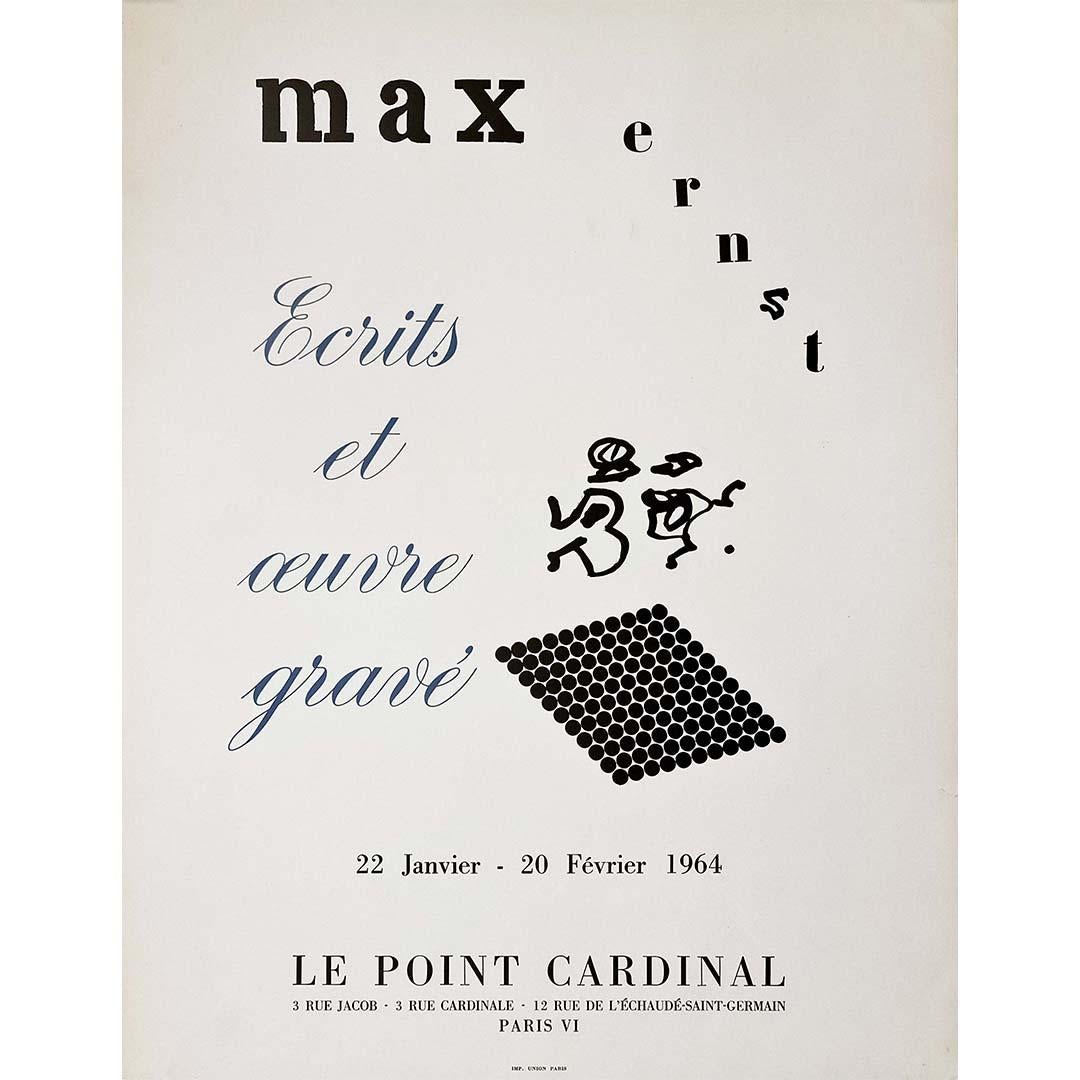 Beautiful poster of exhibition of the writings and engraved work of Max Ernst to the gallery of the point Cardinal.

Max Ernst ( 1891 - 1976 ) was a German painter, sculptor, graphic artist and poet. A prolific artist, Ernst was one of the main