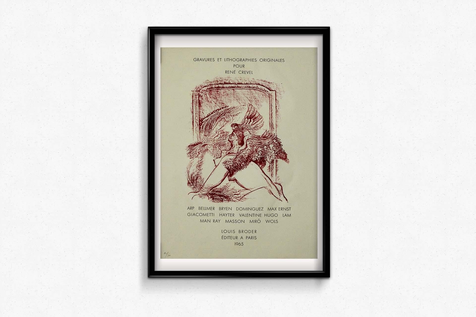 1965 original exhibition poster by Max Ernst for René Crevel For Sale 1