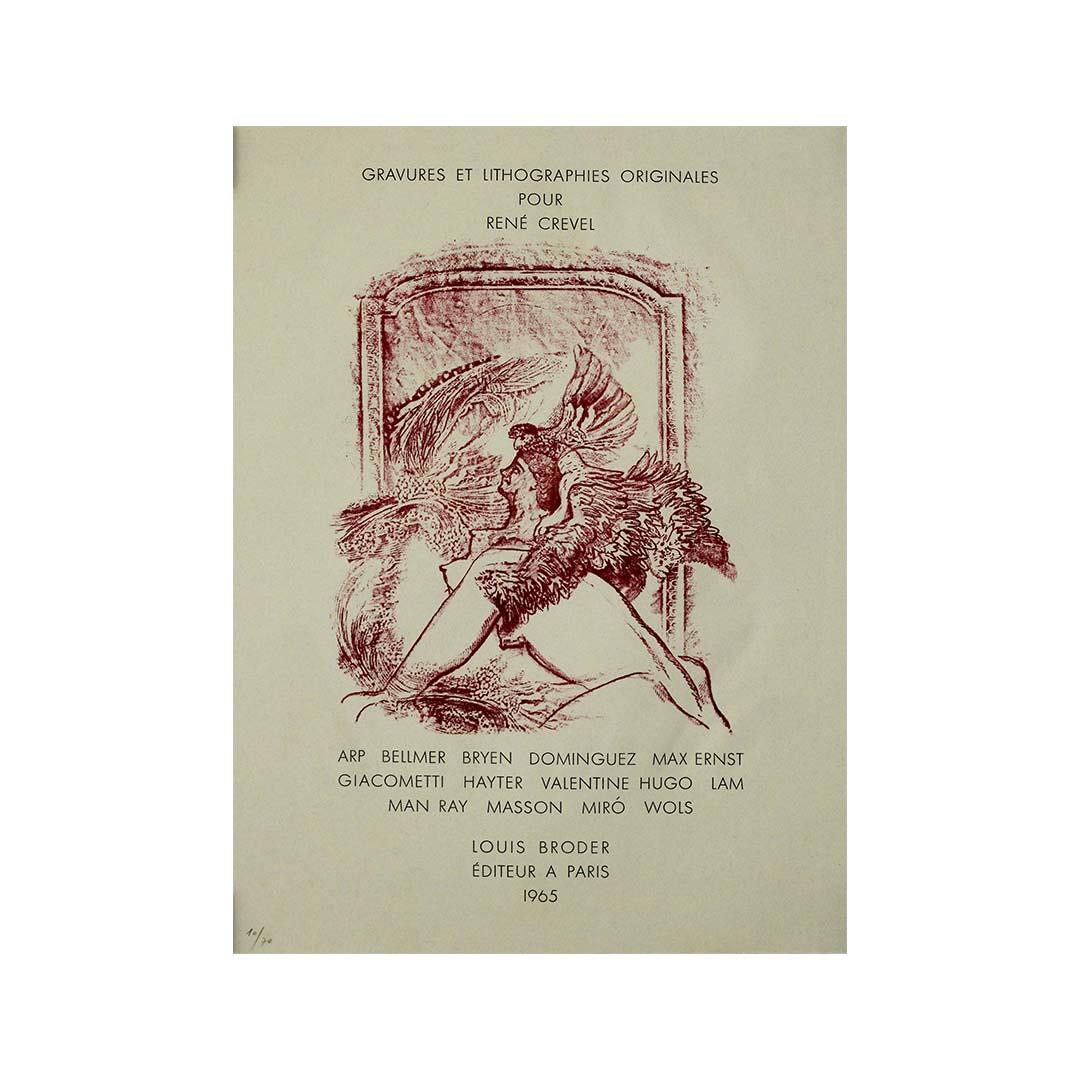 1965 original exhibition poster by Max Ernst for René Crevel For Sale 3