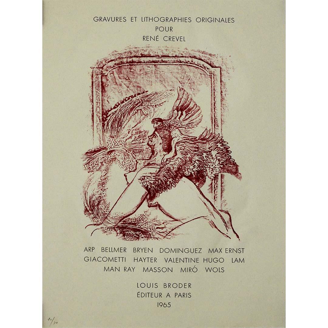 Affiche d'exposition originale de 1965 de Max Ernst pour René Crevel