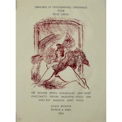1965 original exhibition poster by Max Ernst for René Crevel
